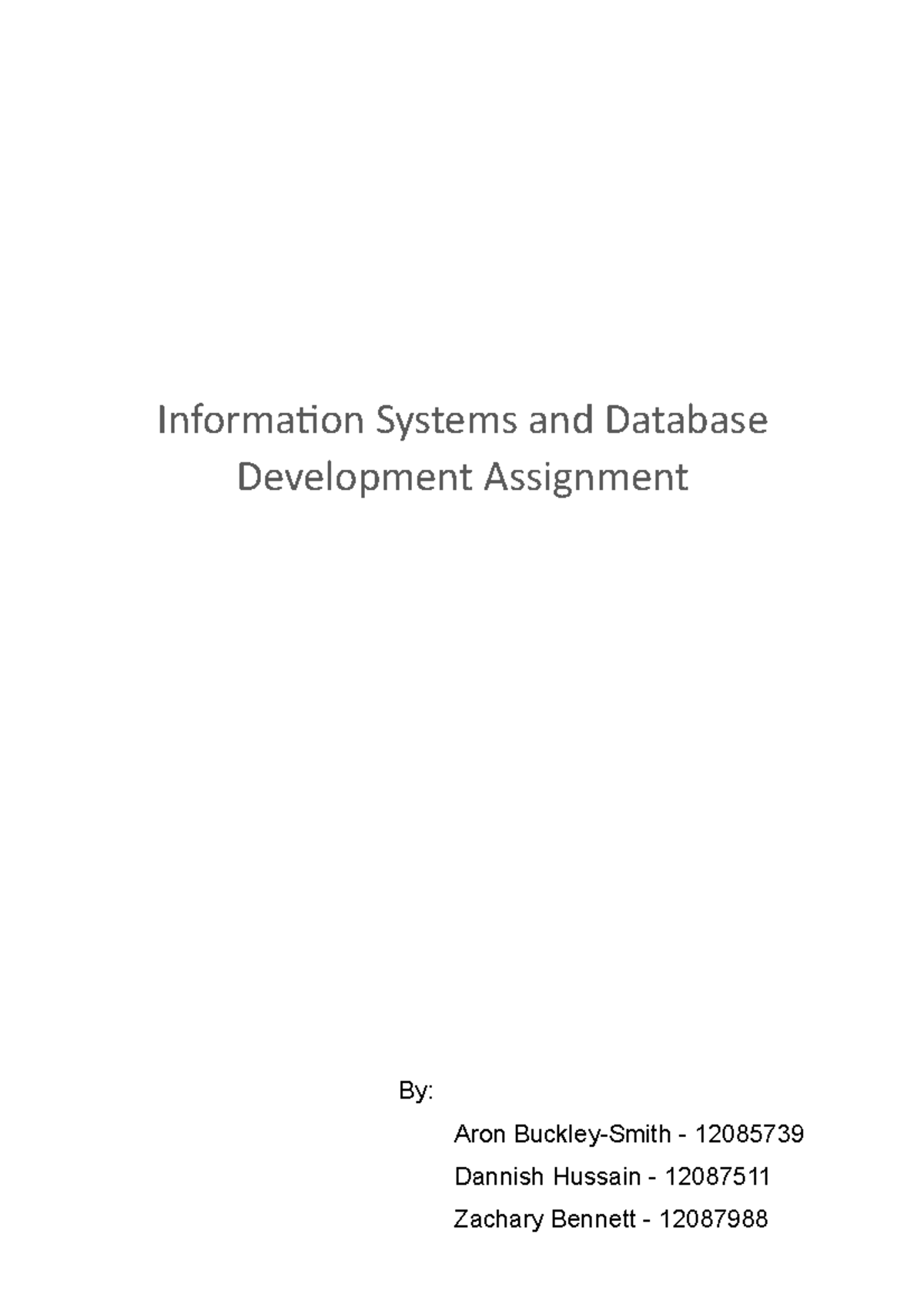 IS&DB Assignment - Emma Norlan - Information Systems and Database ...