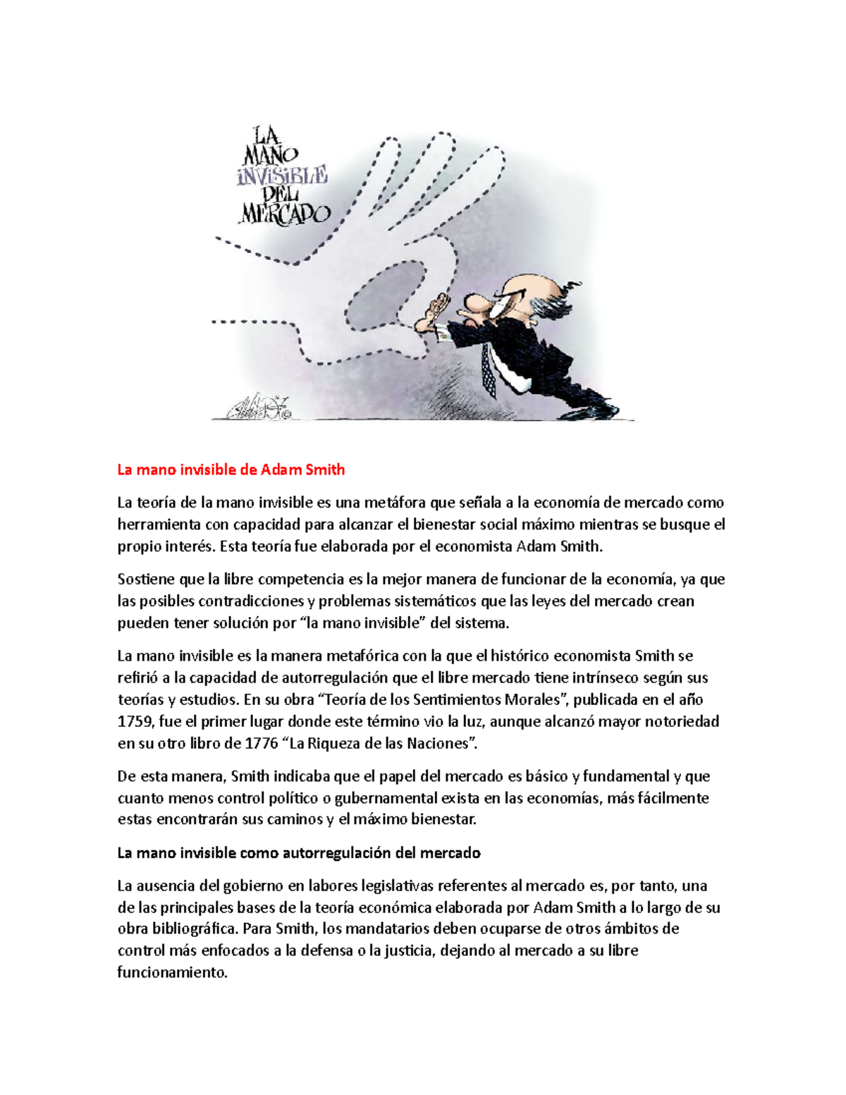 Economia general La mano invisible de Adam Smith La teoría de la mano invisible es una
