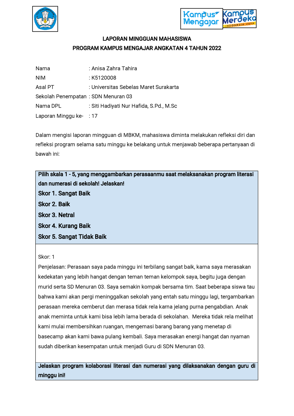 [Minggu 17] Anisa Zahra Tahira Laporan Mingguan - LAPORAN MINGGUAN ...