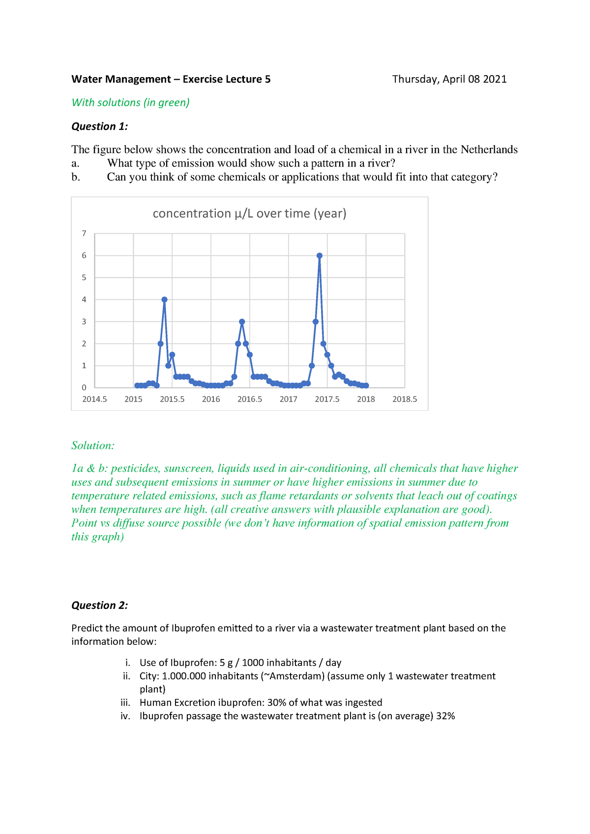 WM Lecture 5 Exercise with Solutions - Water Management – Exercise ...