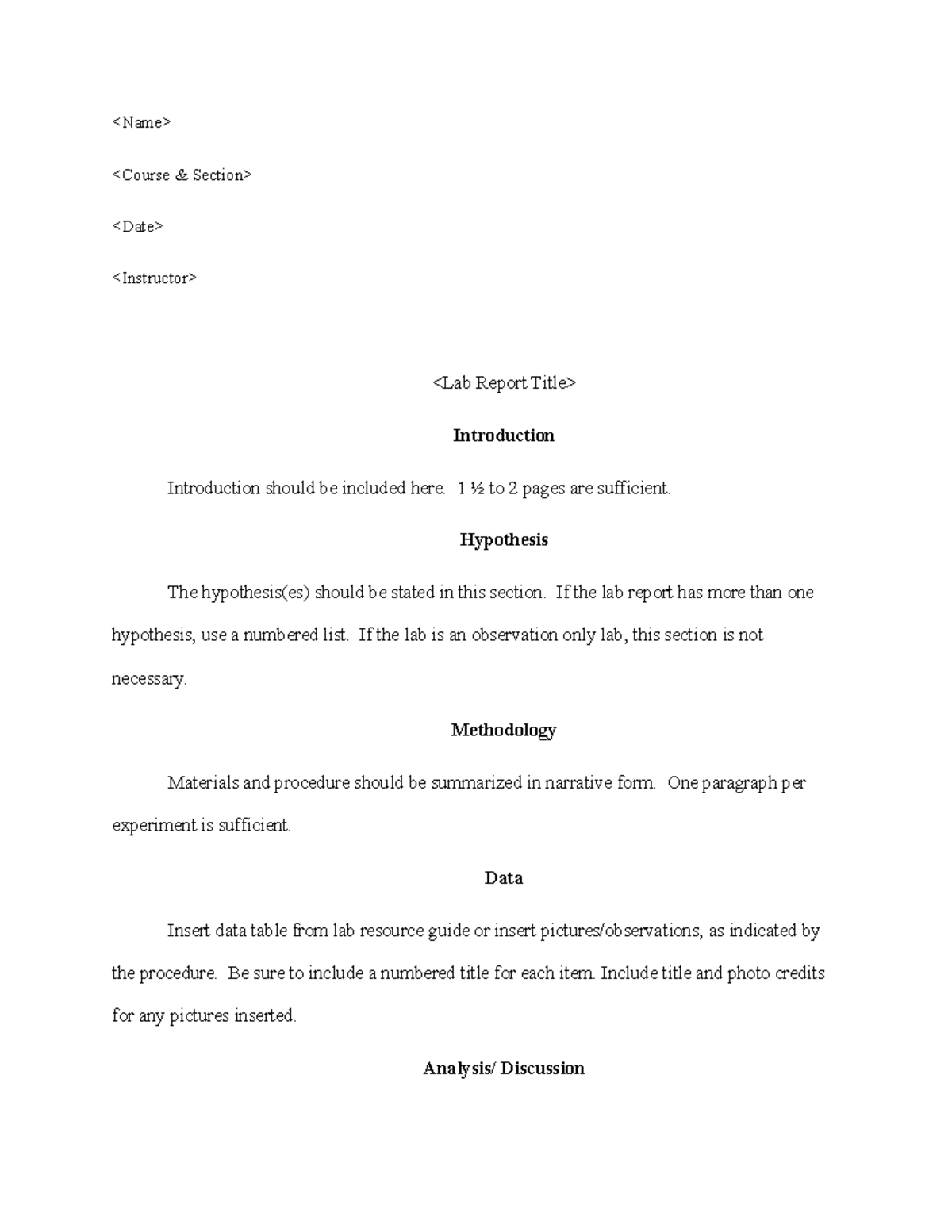 BIO 182 Lab Report Template S22 - Introduction Introduction should be ...