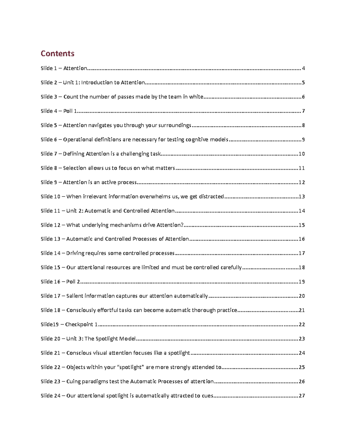 08AttentionTranscript Contents Slide 1 Studocu