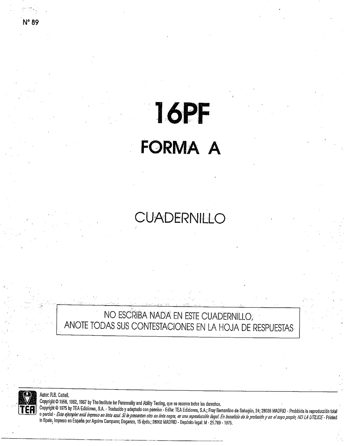 Cuadernillo De Preguntas 16 Pf Forma A - Sistema De Gestión De Calidad ...