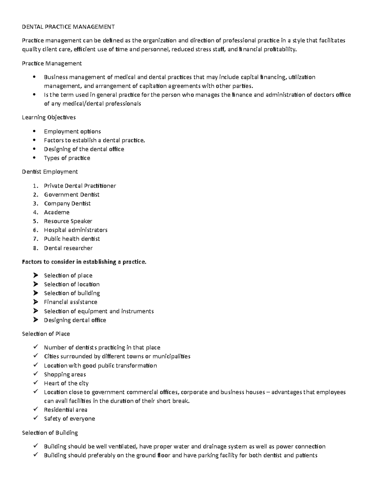 Dental Practice Management DENTAL PRACTICE MANAGEMENT Practice