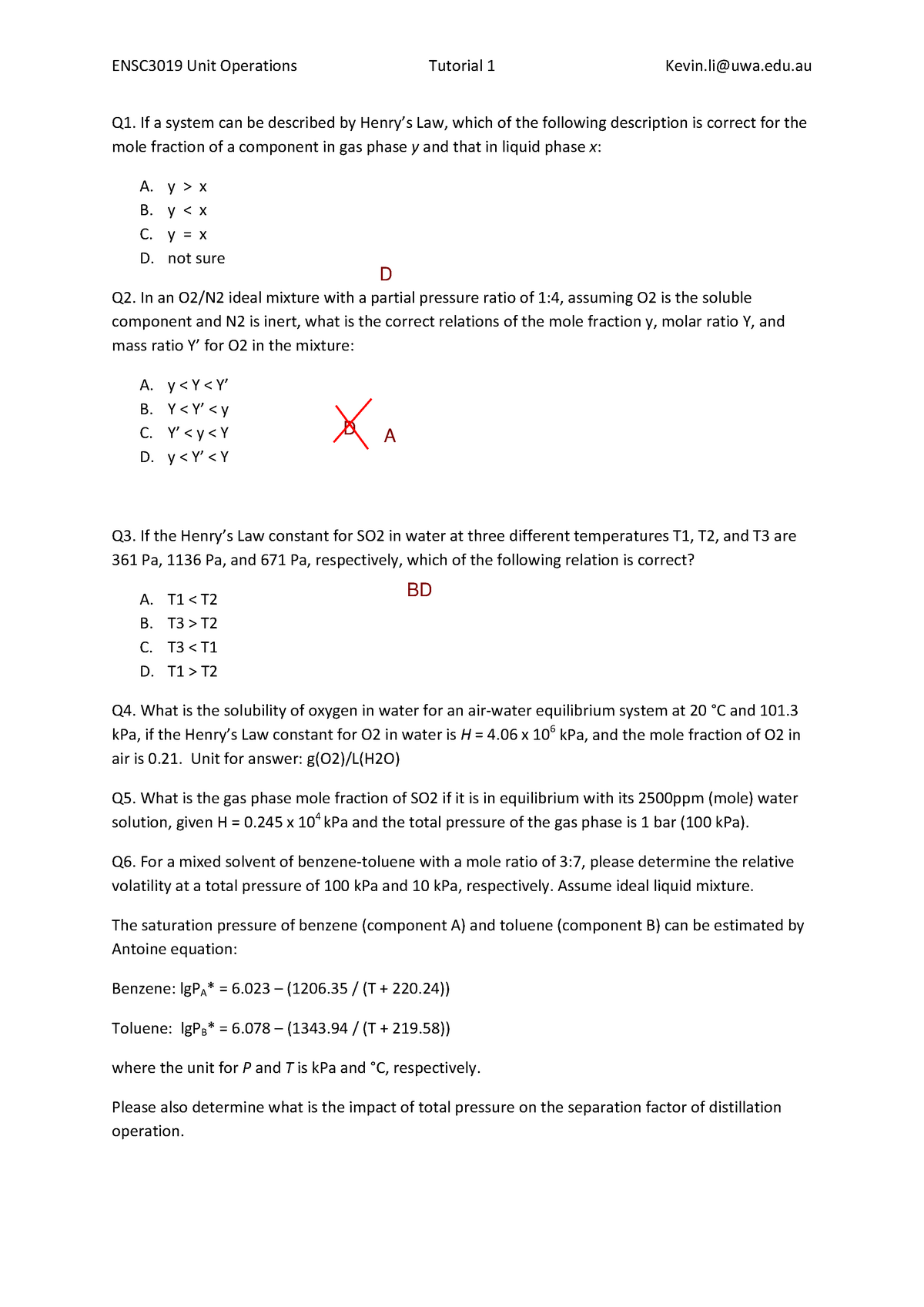 Tutorial 1 Unit Operations and Unit Processes - ENSC3019 Unit ...