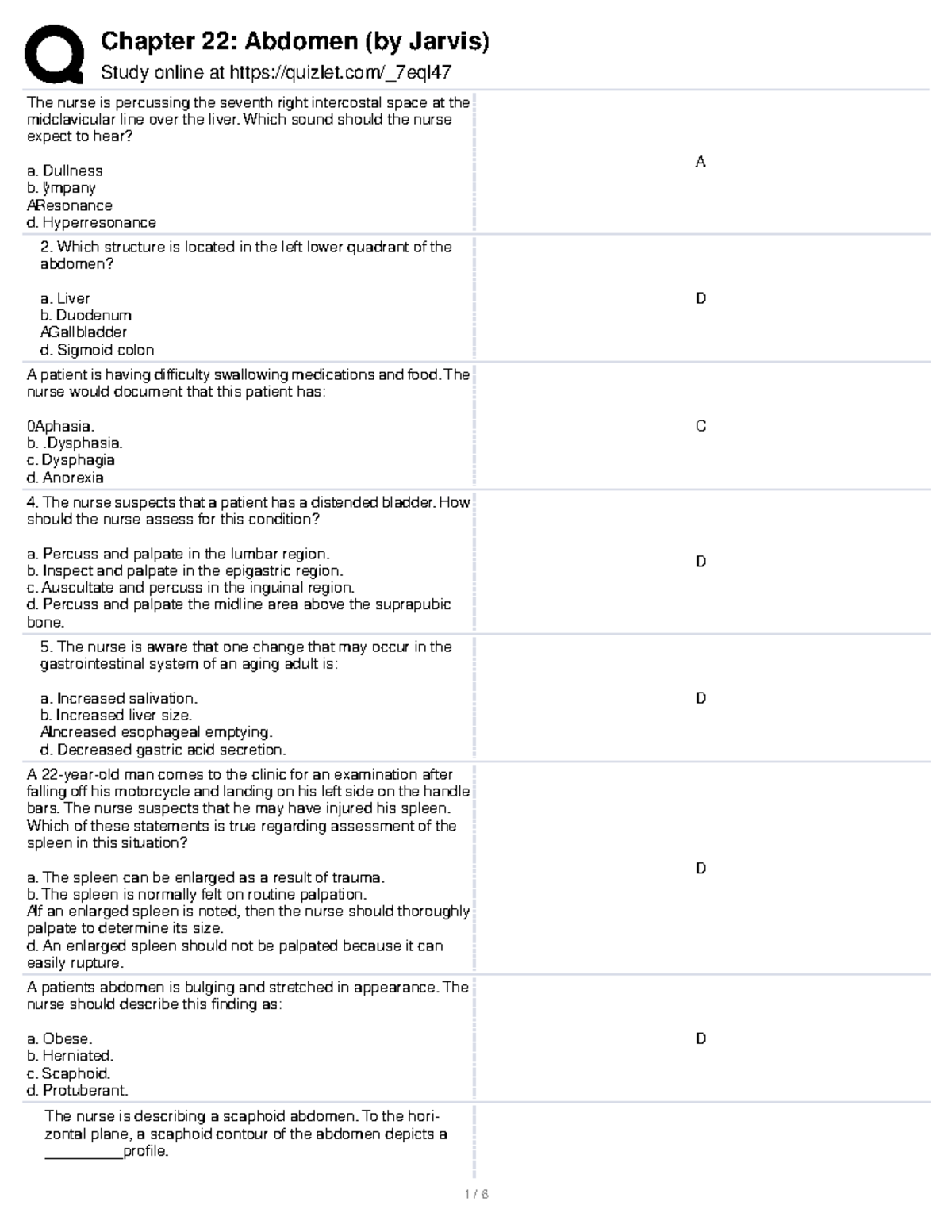 Abdomen New - Study online at quizlet/_7eql The nurse is percussing the ...