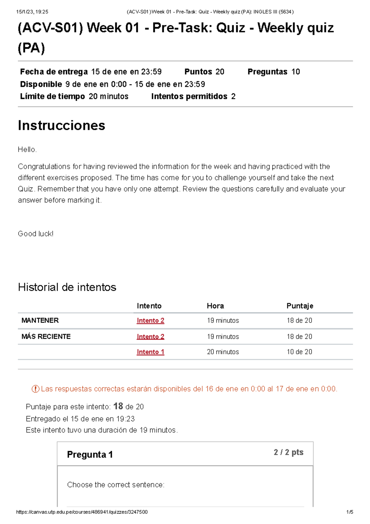 (ACV-S01) Week 01 - Pre-Task Quiz - Weekly quiz (PA) Ingles III (5634 ...