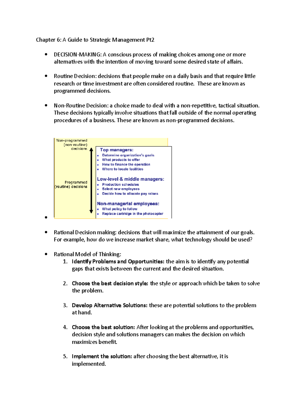 Chapter 6- A Guide to Strategic Management Pt2 - Routine Decision ...
