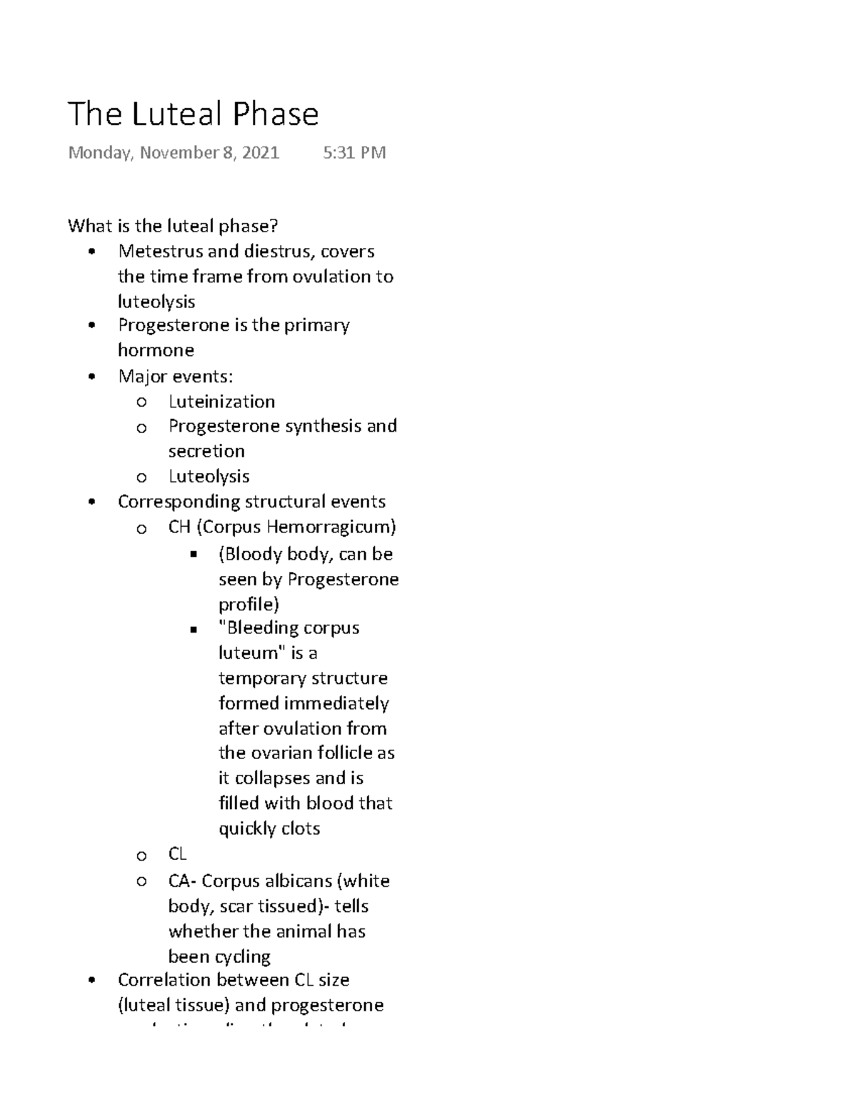 The Luteal Phase Chapter 9 The Luteal Phase Monday, November 8