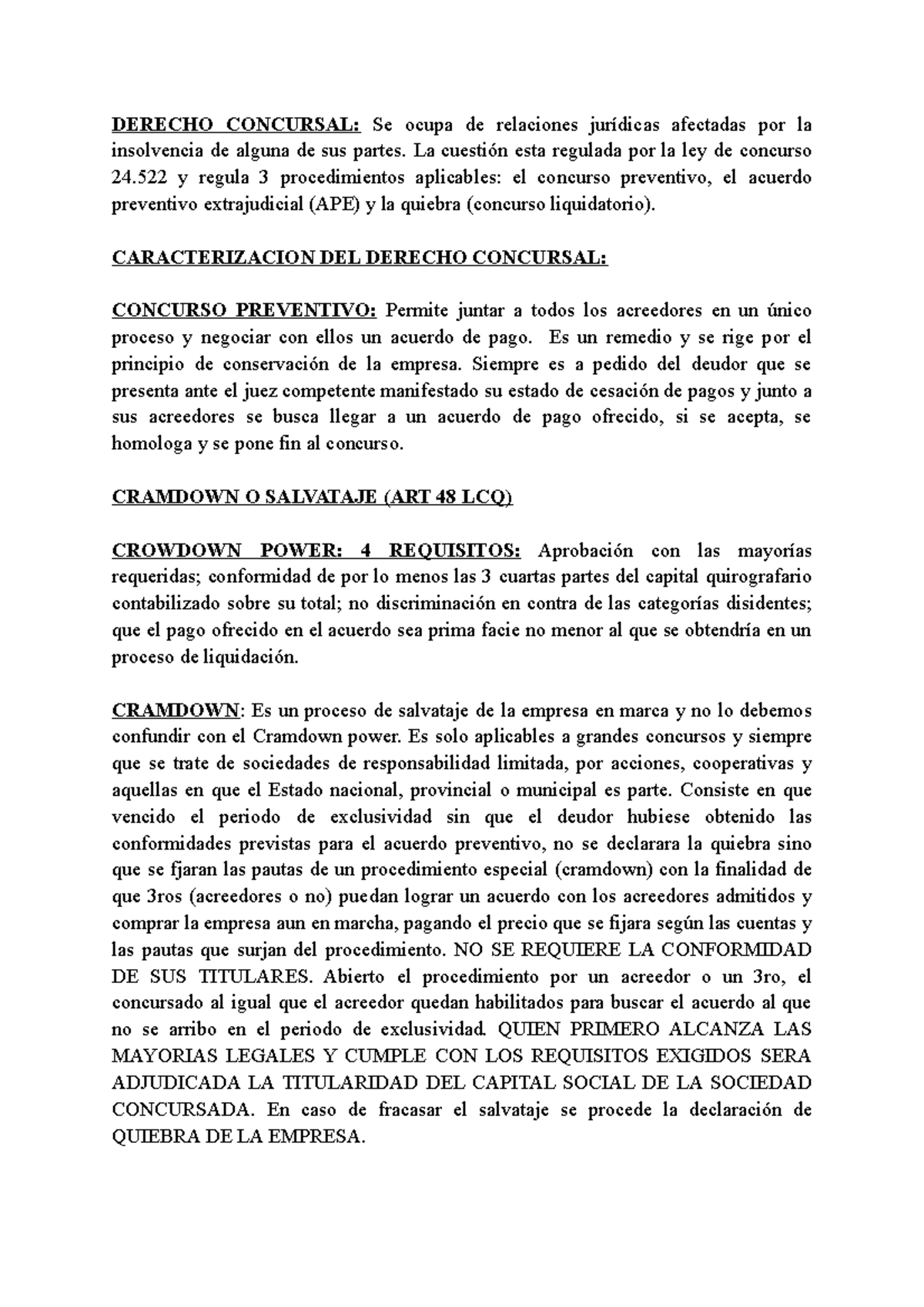 Derecho Concursal DERECHO CONCURSAL Se ocupa de relaciones jurídicas