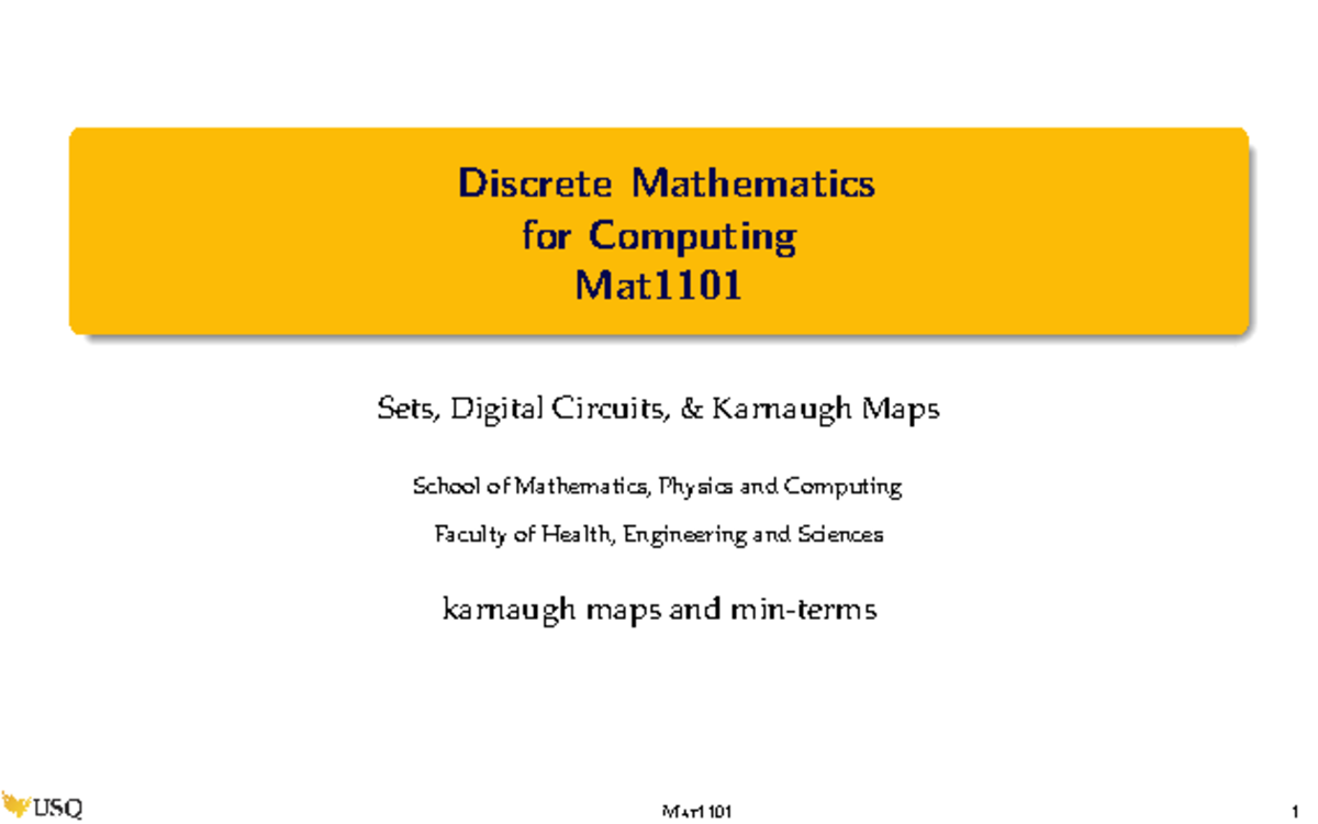 K maps - K maps - Discrete Mathematics for Computing Mat Sets, Digital ...
