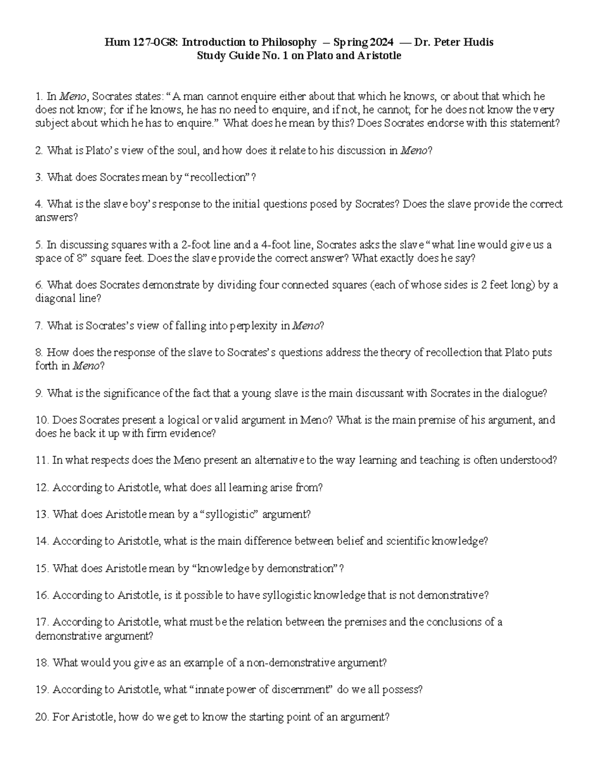 Hum 127-0G8 Spring 2024 Study Guide 11 - Hum 127-0G 8 : Introduction to ...