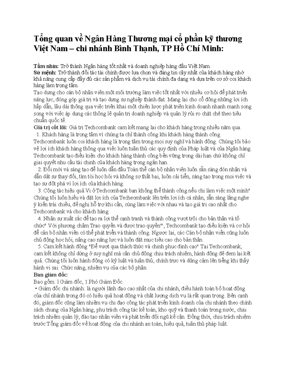 Tong quan ve ngan hang Tổng quan về Ngân Hàng Thương mại