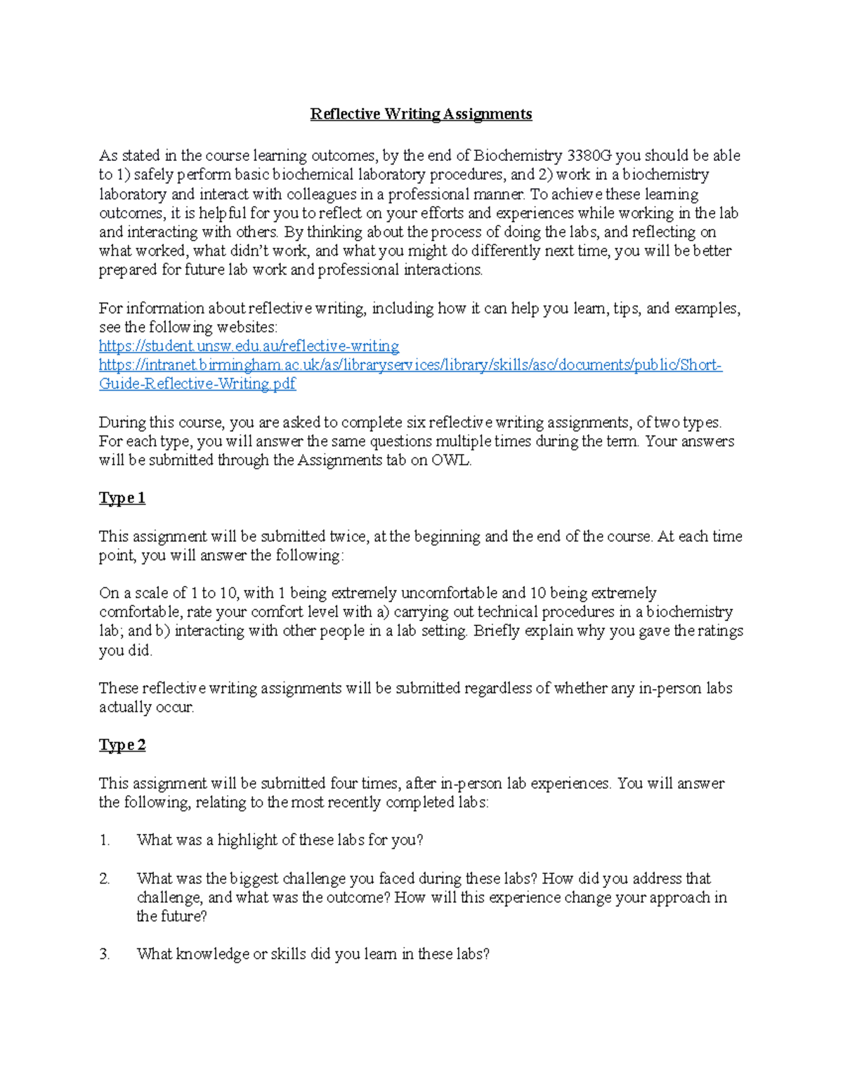 Reflective+writing+assignments+2023 - Reflective Writing Assignments As ...