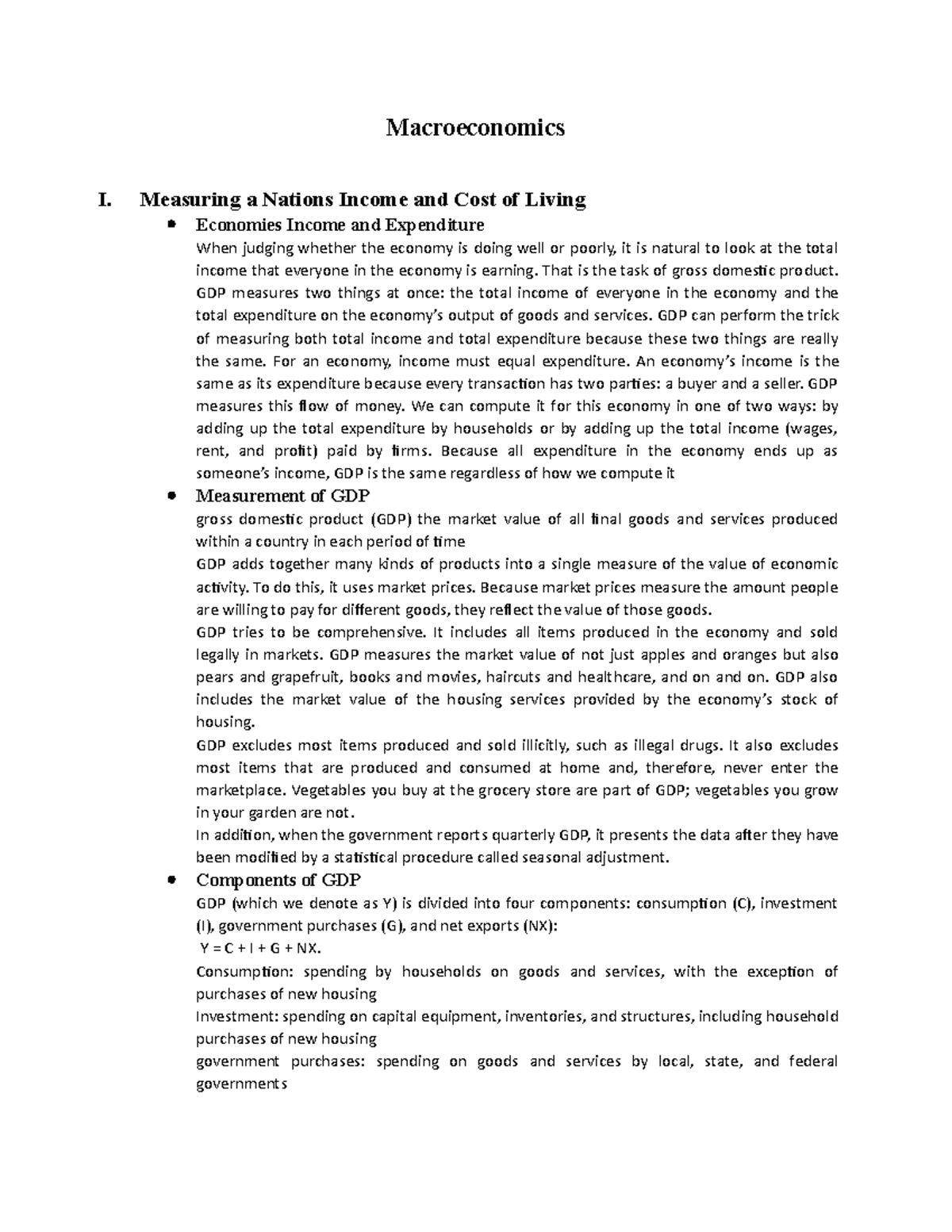 Macroeconomics Notes Chapter 10, 11,13,16,17 - Macroeconomics I ...