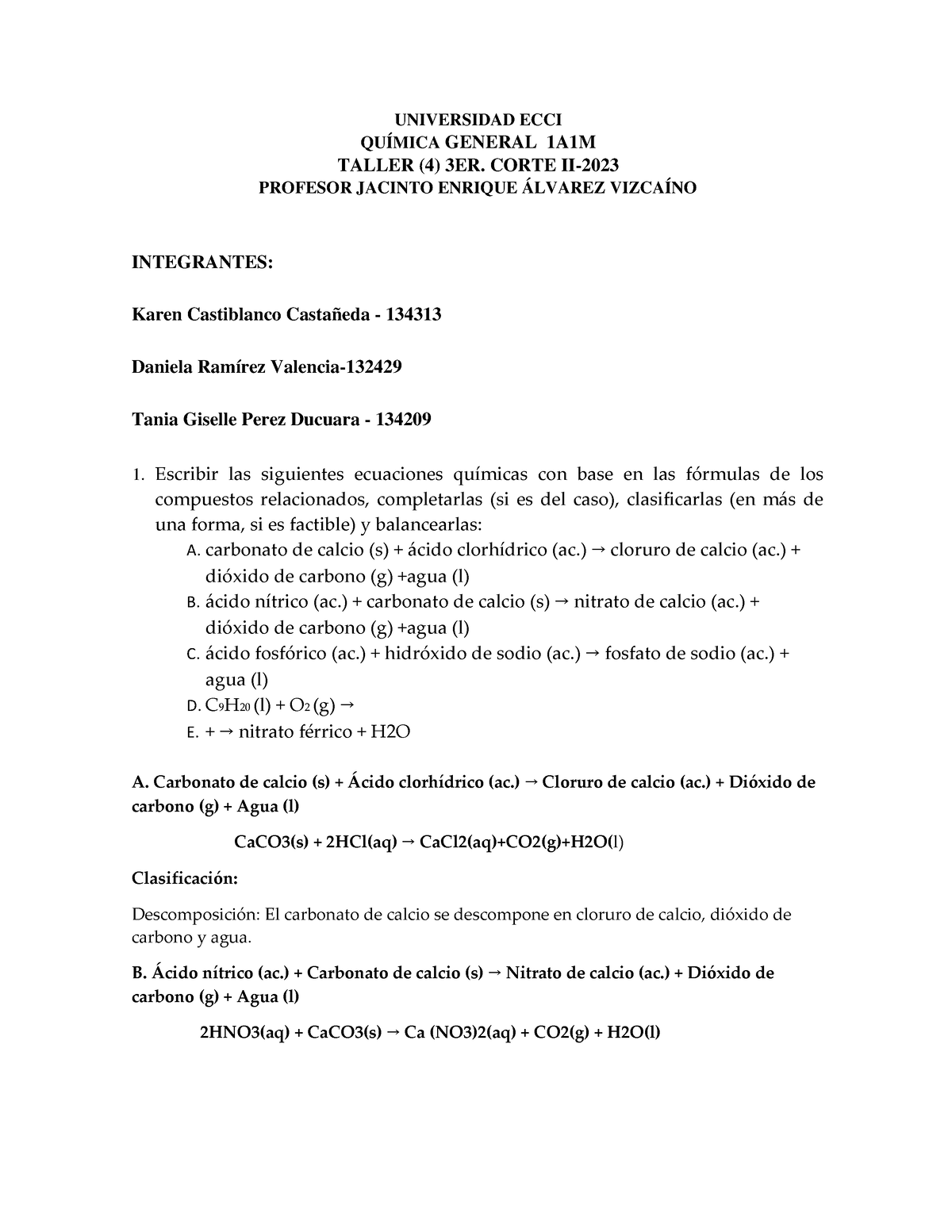 Taller 3er. Corte (4) Q. G 1A1M II-2023 (2) - UNIVERSIDAD ECCI QUÍMICA ...