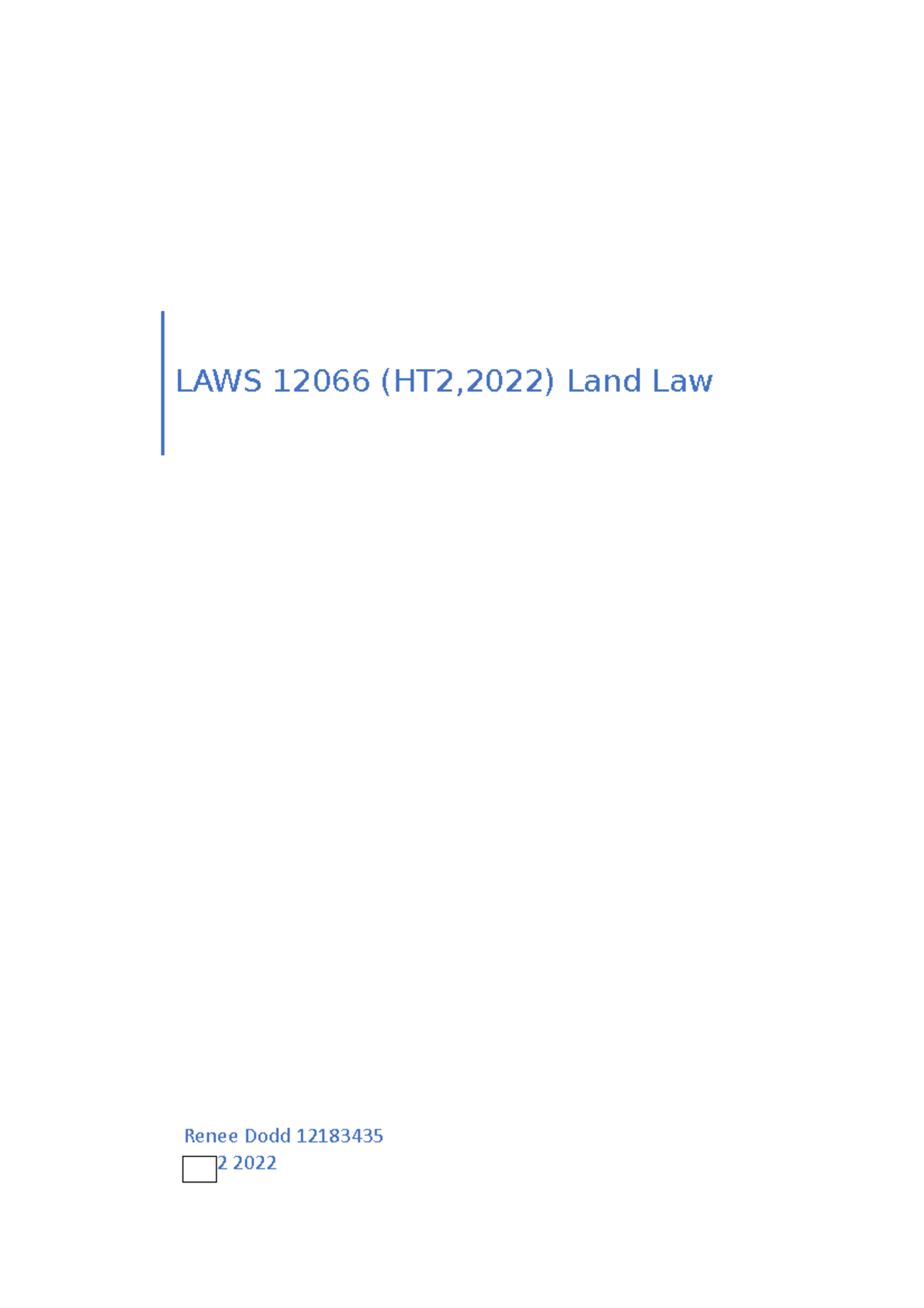 12183435 LAWS 12066 Assessment 2 - Renee Dodd 12183435 2 2022 LAWS ...