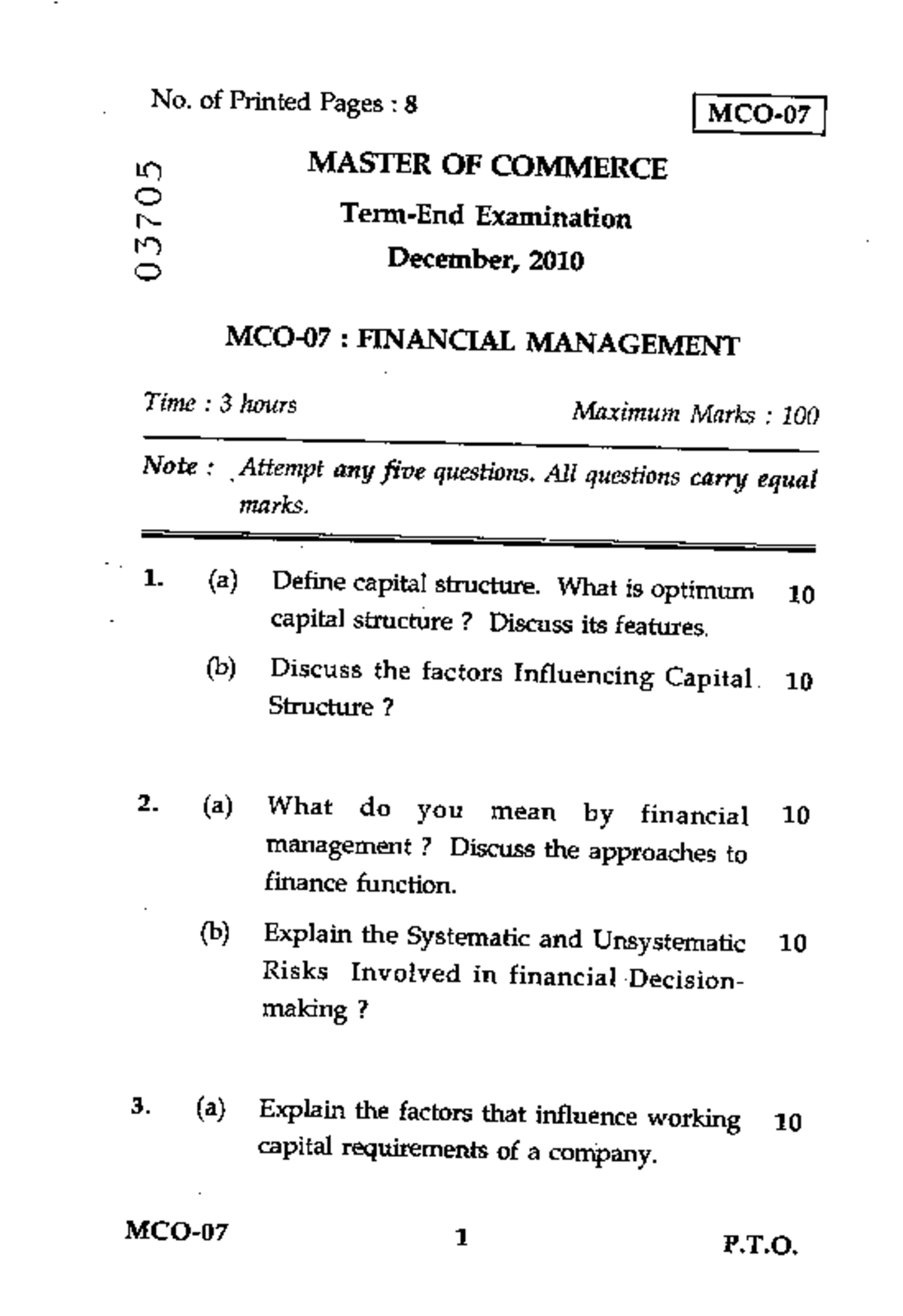 MCO-07.pdf Question papers - Master of commerce - Studocu
