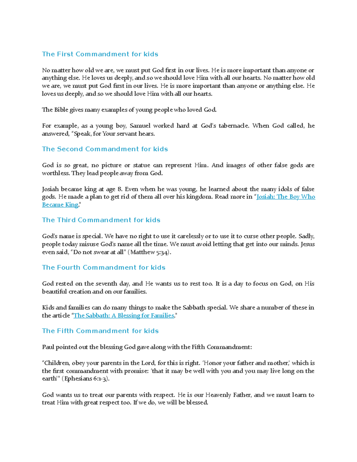 10 commandments - none - The First Commandment for kids No matter how ...