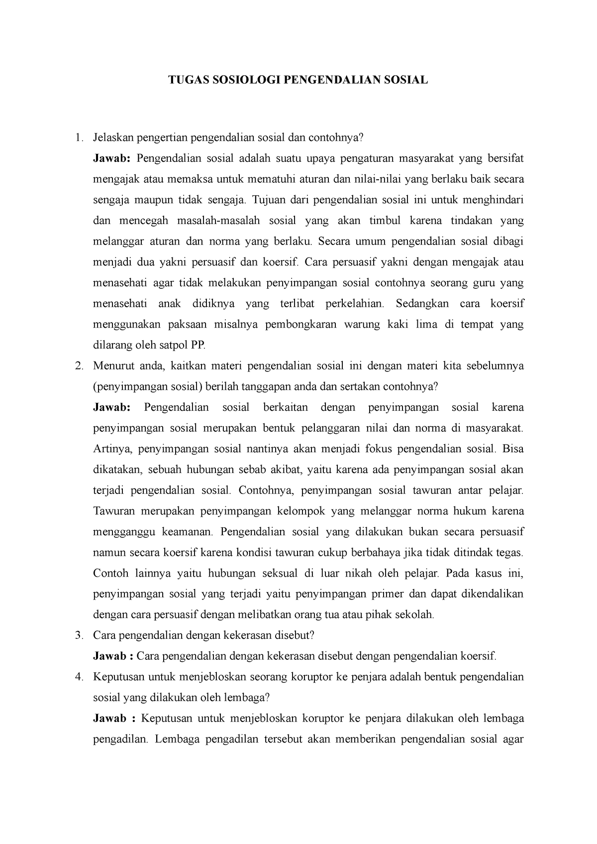 Notes Pengendalian Sosial - TUGAS SOSIOLOGI PENGENDALIAN SOSIAL ...