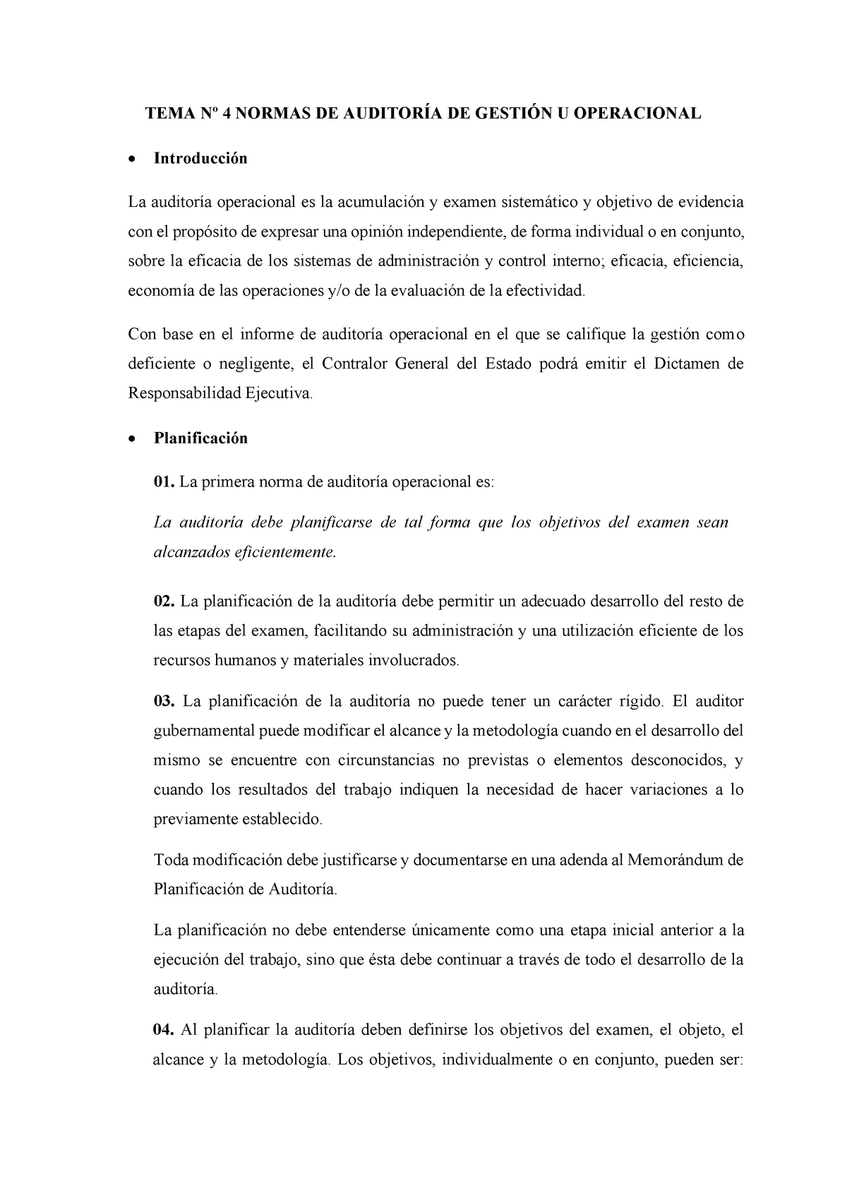 Normas DE Auditoría DE Gestión U Operacional - TEMA Nº 4 NORMAS DE AUDITORÍA  DE GESTIÓN U - Studocu