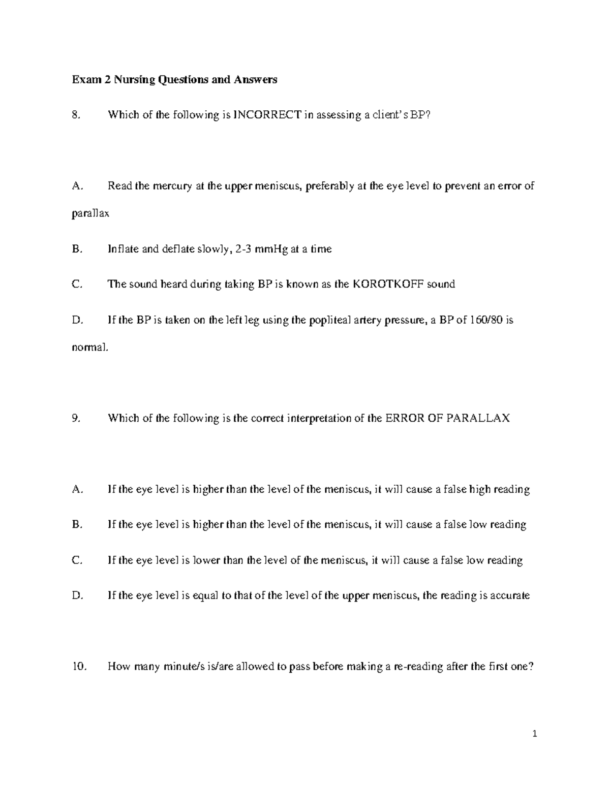 Exam 2 Nursing Questions and Answers - Exam 2 Nursing Questions and ...