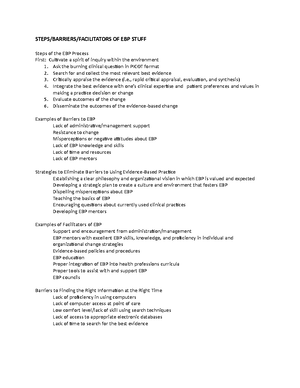 EBP Exam 2 Study Guide - lecture notes and guest speaker notes - EBP ...