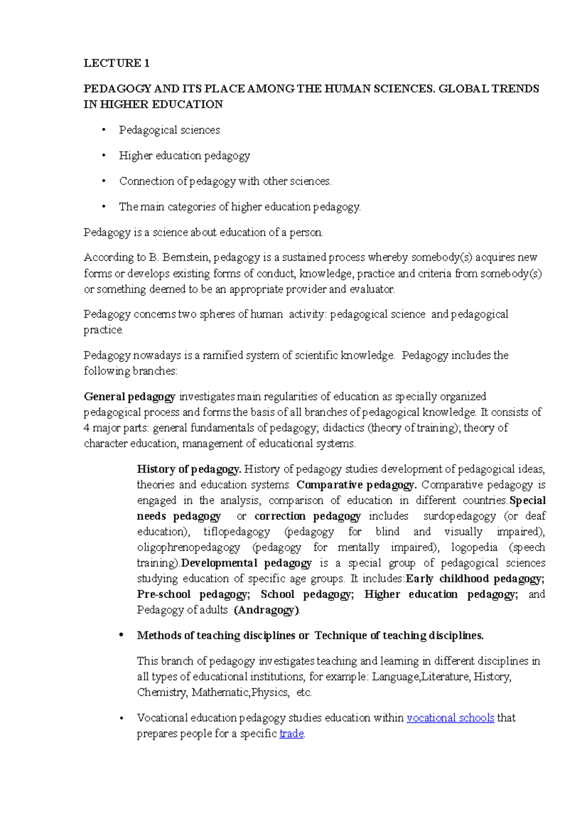 Lecture 1 Pedagogy of Higher education-1 - LECTURE 1 PEDAGOGY AND ITS ...