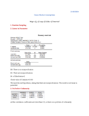 Doc1 - Gauss markov assumption - 1-Random Sampling 2- Linear in ...