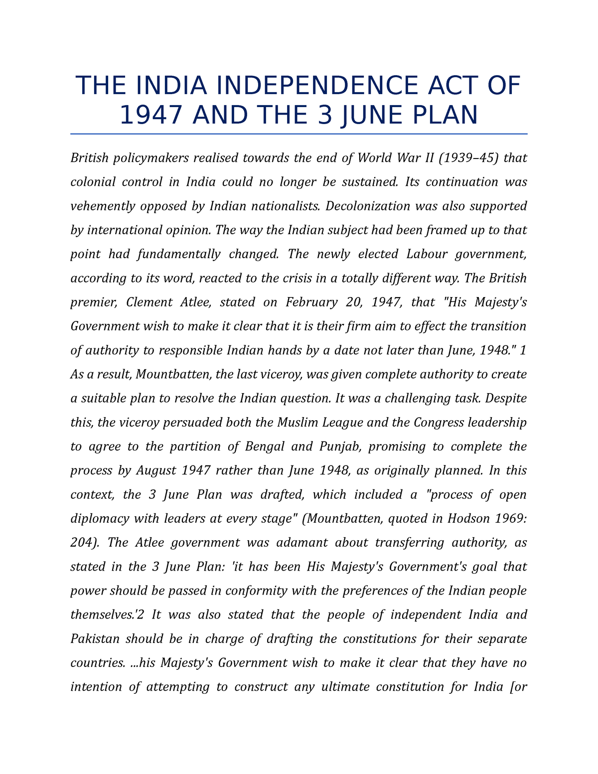 The India Independence Act Of 1947 And The 3 June Plan The India Independence Act Of 1947 And 3899