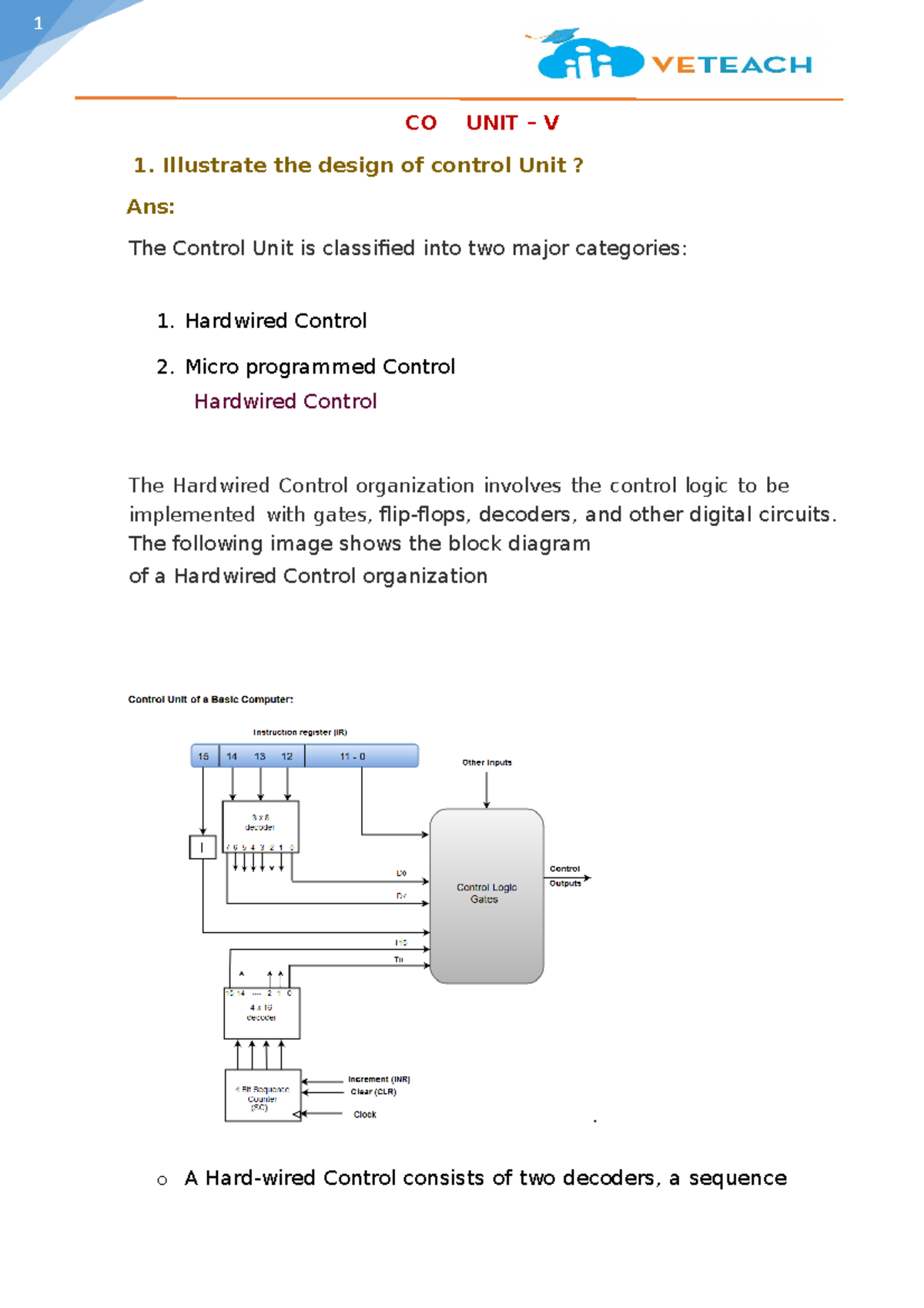 K R 16 UNIT-VI ( Srinadh) - CO UNIT – V Illustrate the design of ...