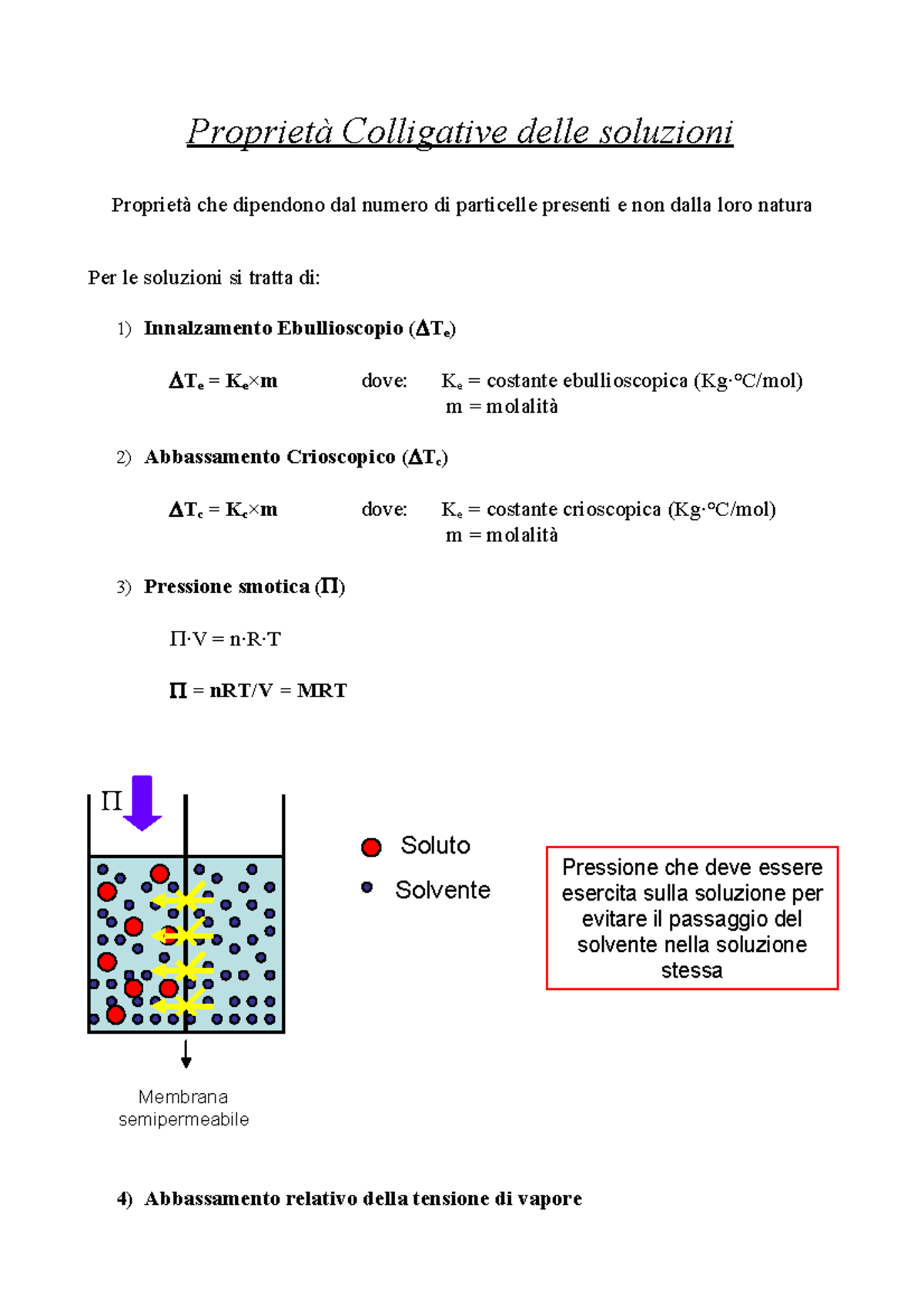 Stampa Lmmòm Proprietà Colligative Delle Soluzioni Proprietà Che