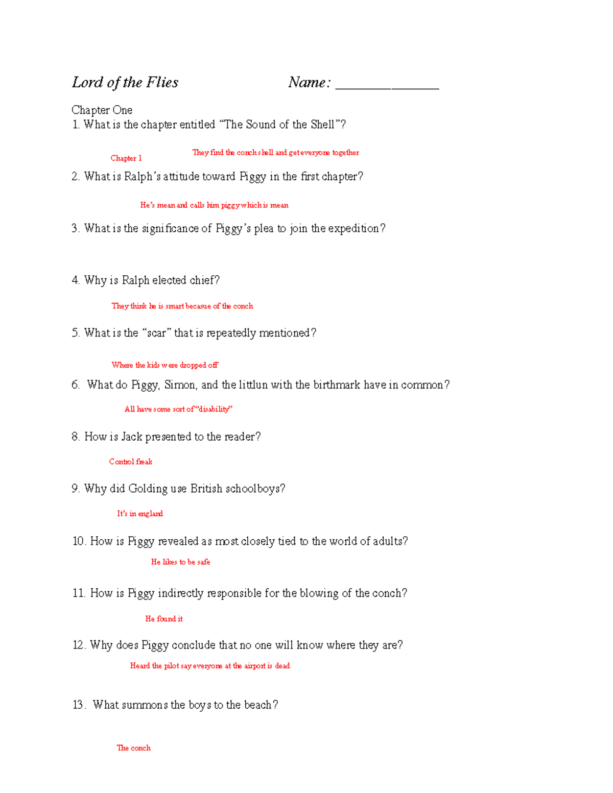 LOTF ch - Ttttttttttt - Lord of the Flies - Lord of the Flies Name ...