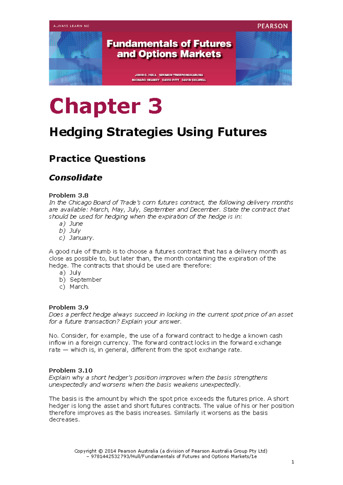 Chapter 3 Solutions - Aaa - Chapter 3 Hedging Strategies Using Futures ...