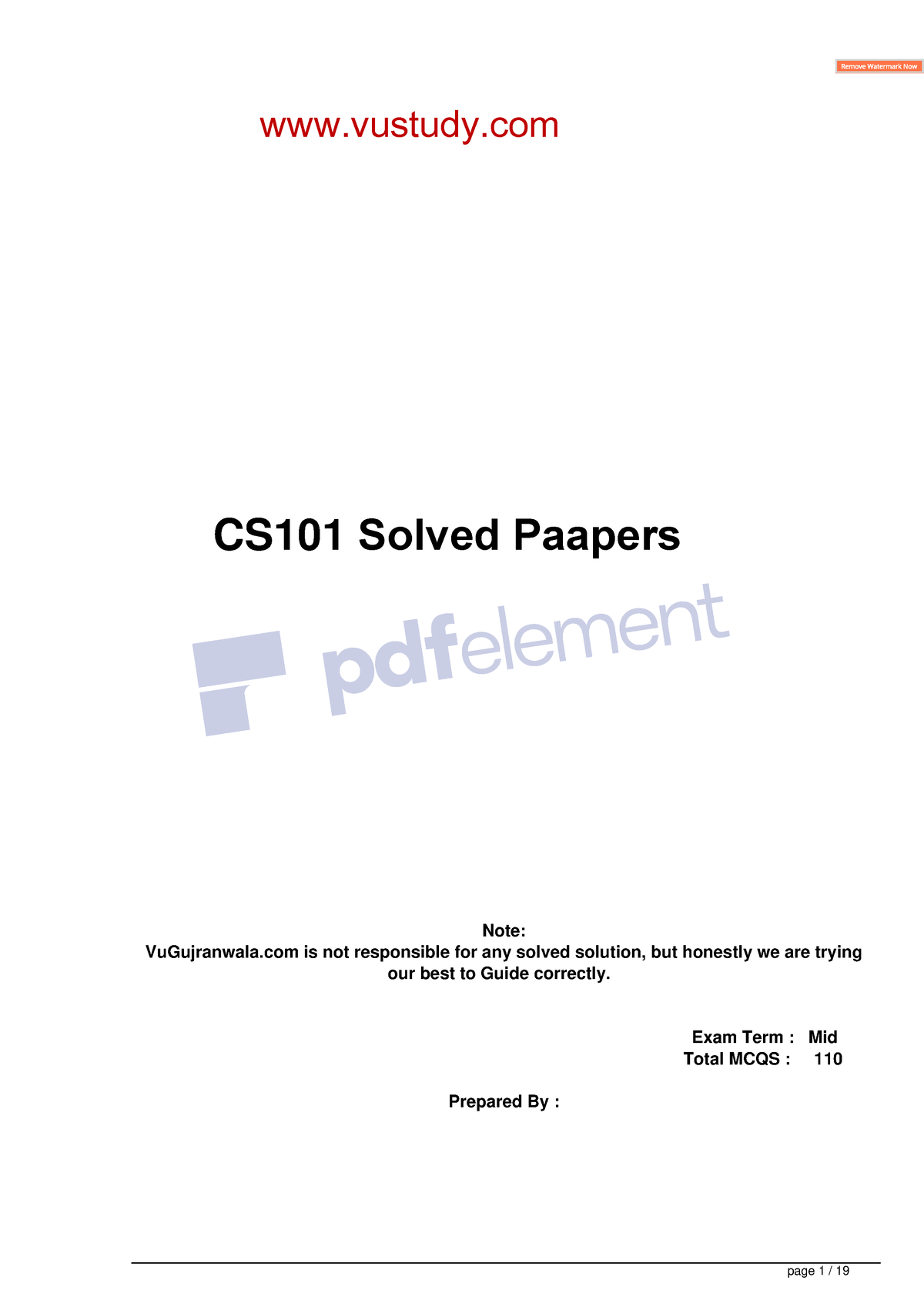 Cs101 Lecturewise Midterm Solved Mcqs - CS101 Solved Paapers Note ...