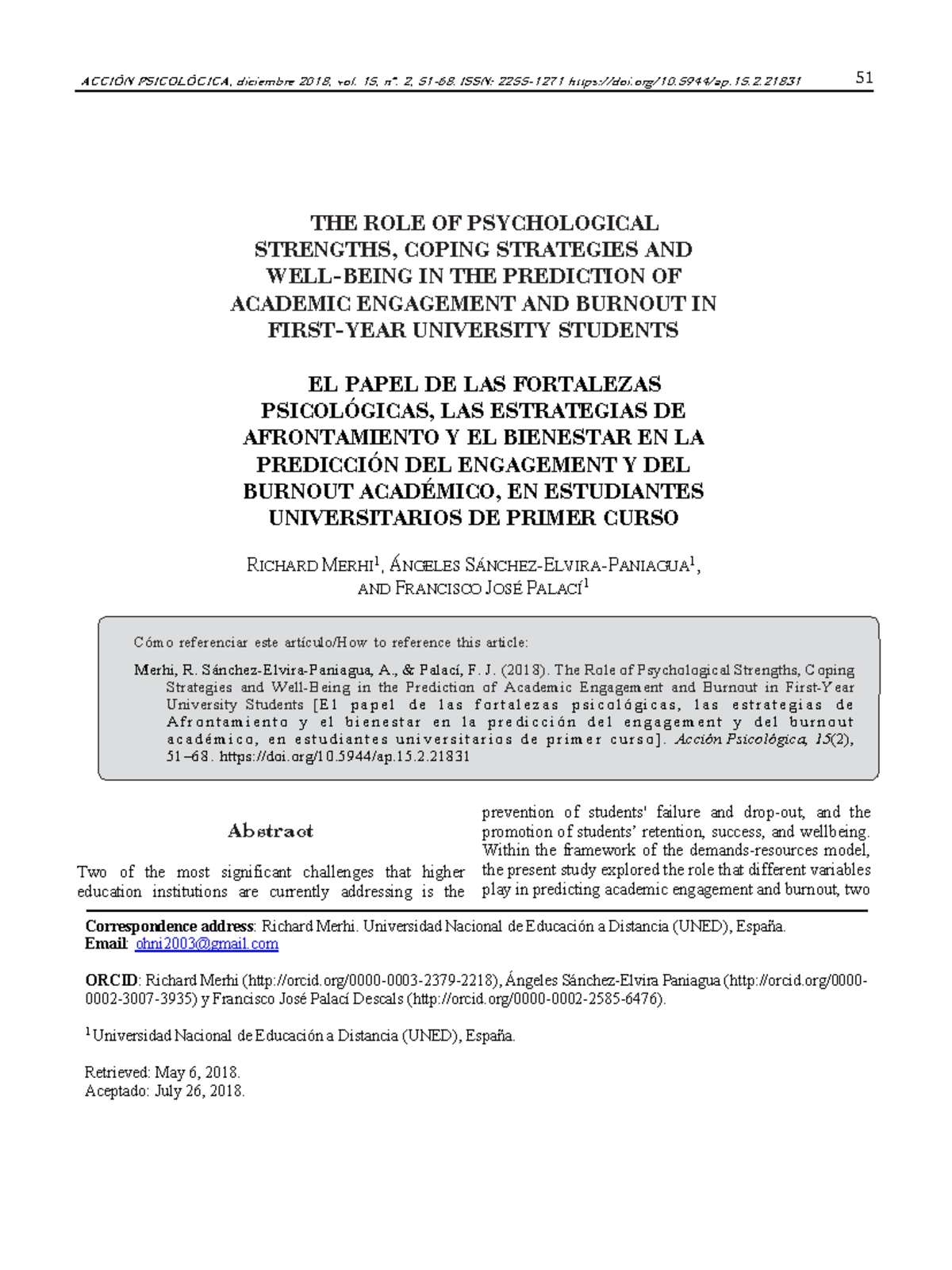 Coping stratergies - THE ROLE OF PSYCHOLOGICAL STRENGTHS, COPING ...
