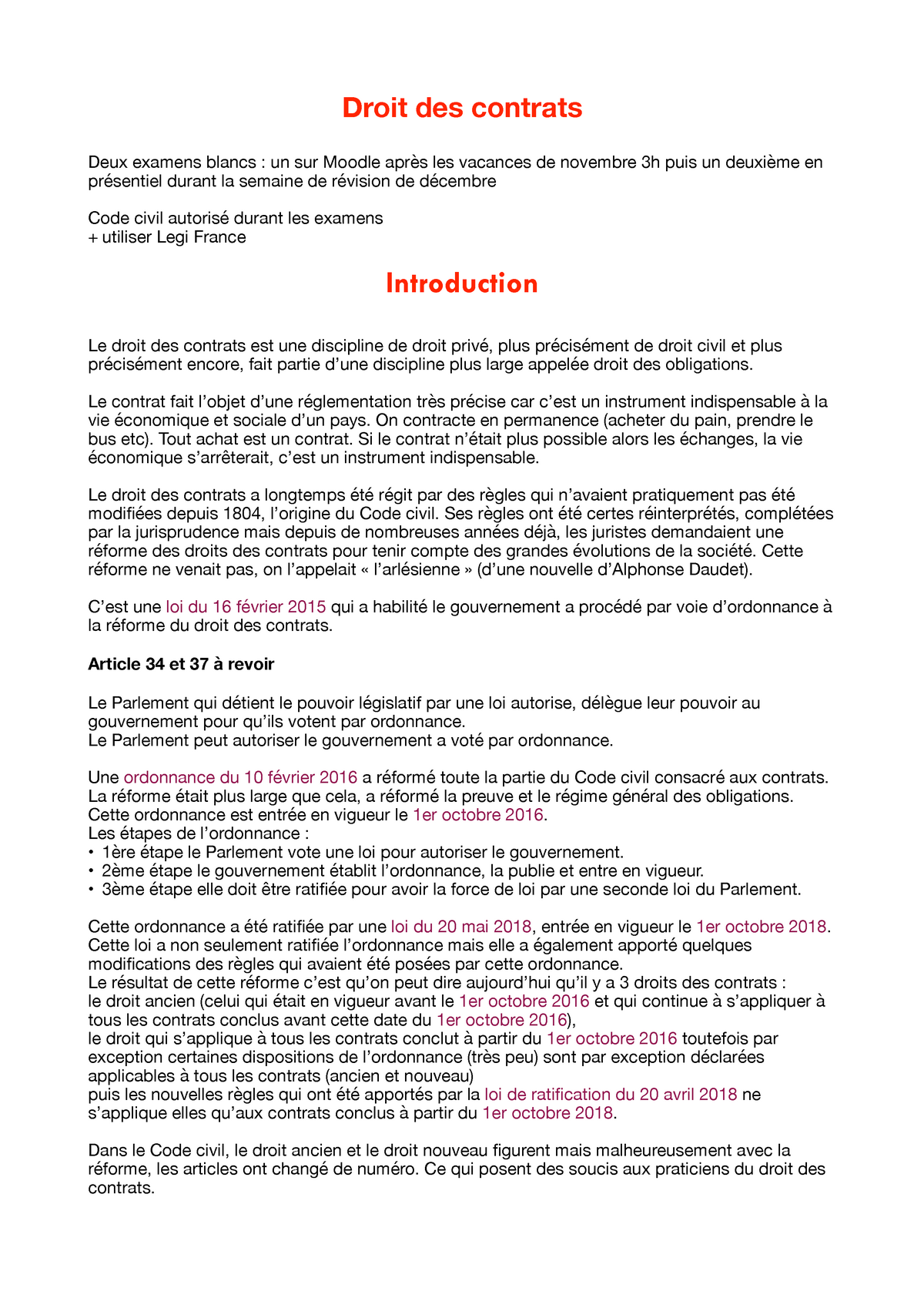 sujet de dissertation en droit des contrats