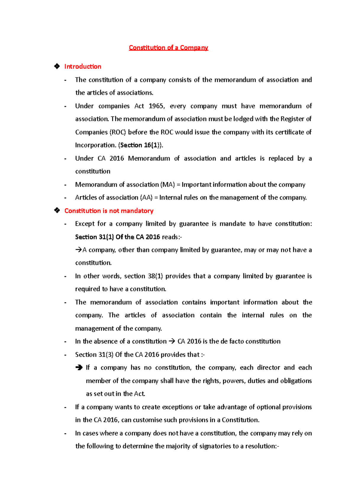 Topic 5 Constitution Of A Company Constitution Of A Company 