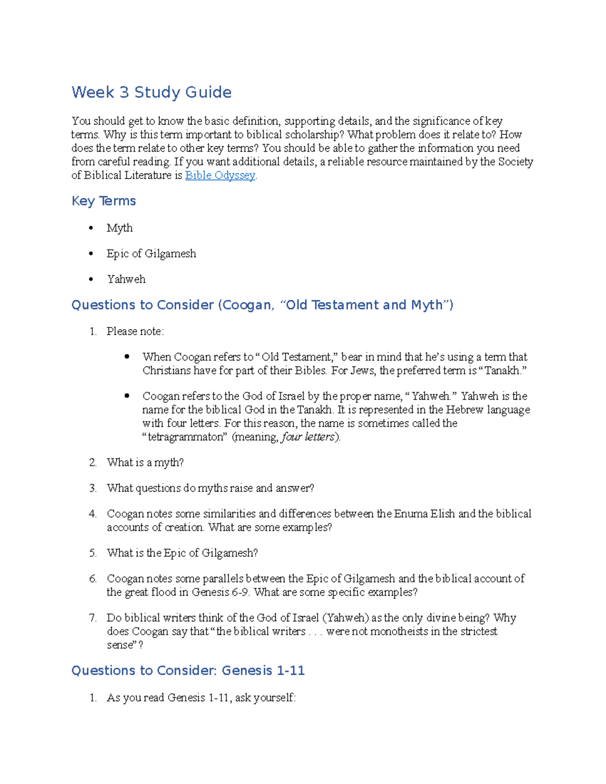 Week 3 Study Guide 1 - Week 3 Study Guide You should get to know the ...