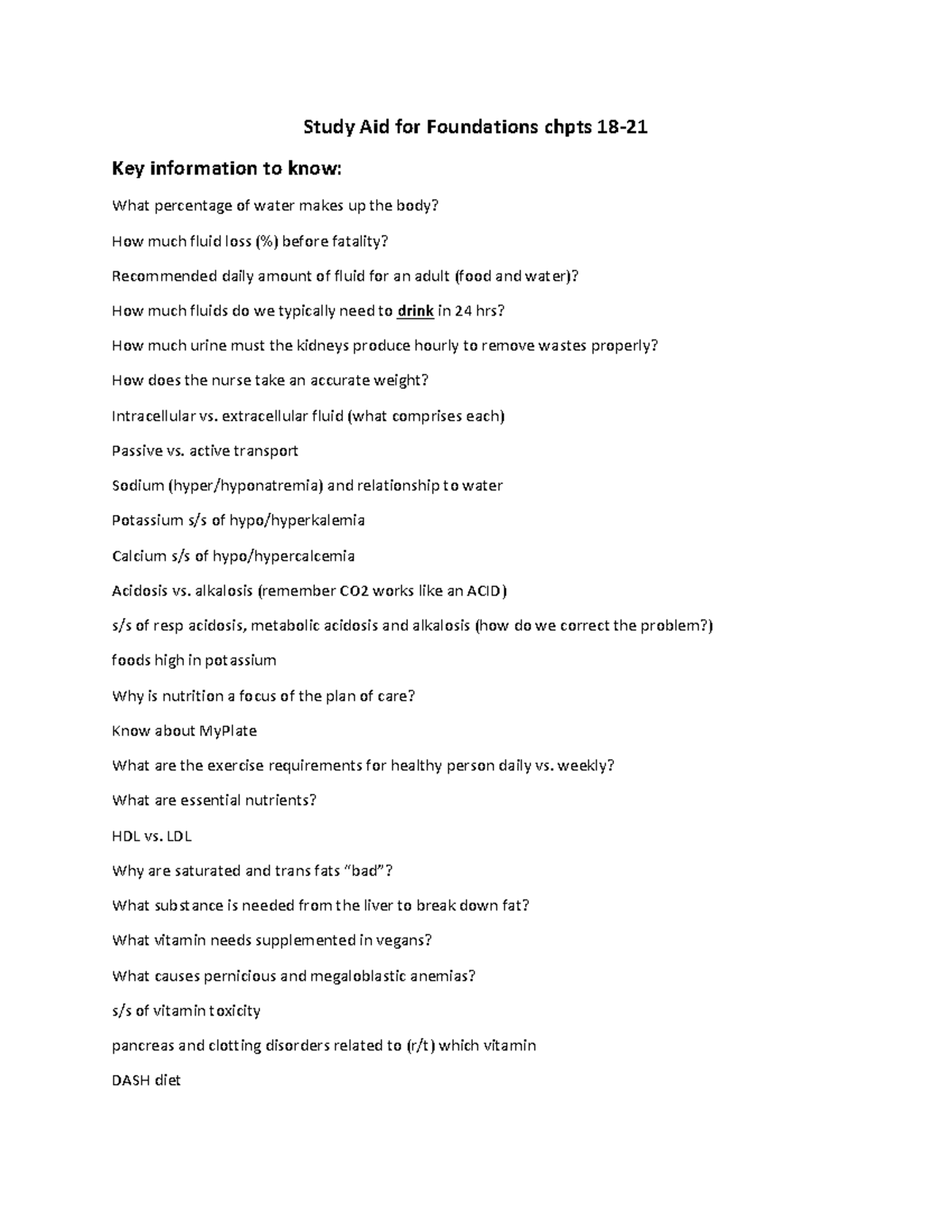 Study Aid Foundations chpts 18-21 - Study Aid for Foundations chpts 18 ...