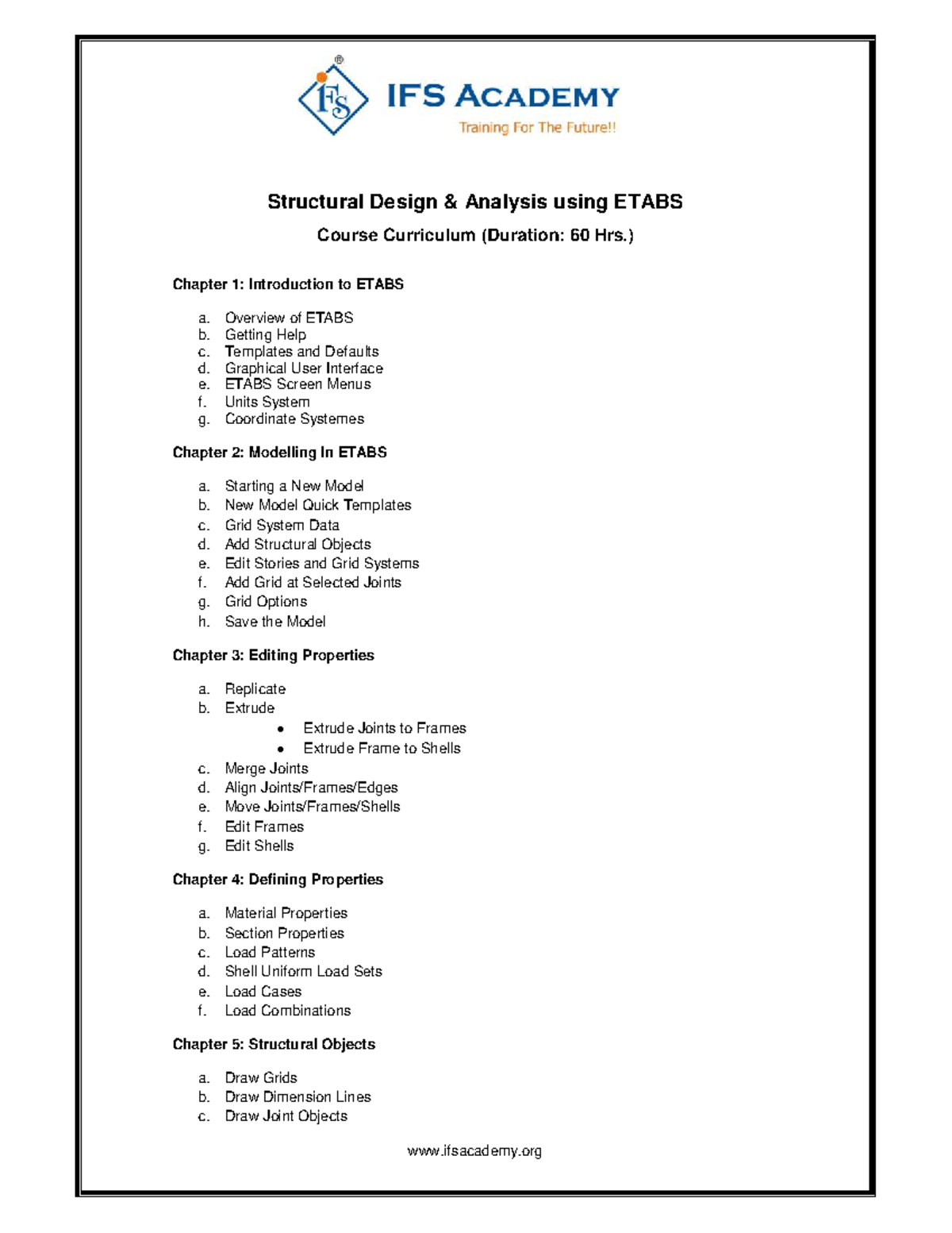 Structural Design Analysis using Etabs 60 Hrs - ifsacademy Structural ...