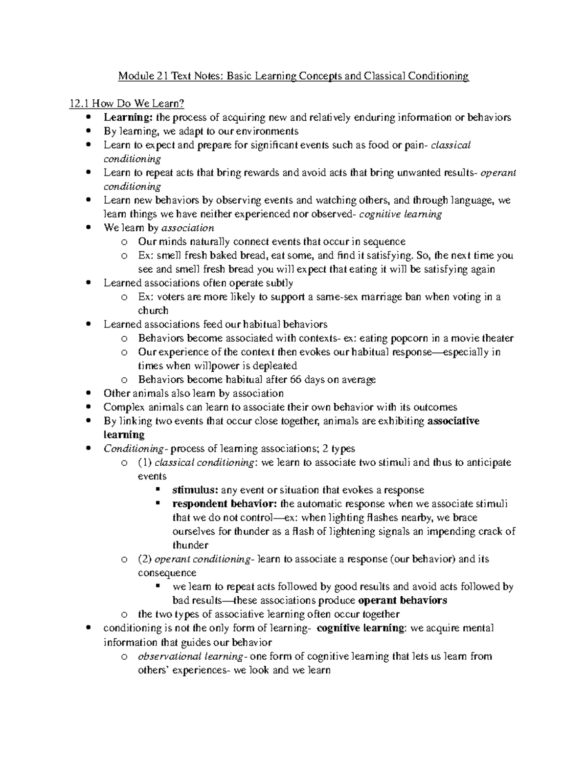 Module 21 Text Notes - Module 21 Text Notes: Basic Learning Concepts ...
