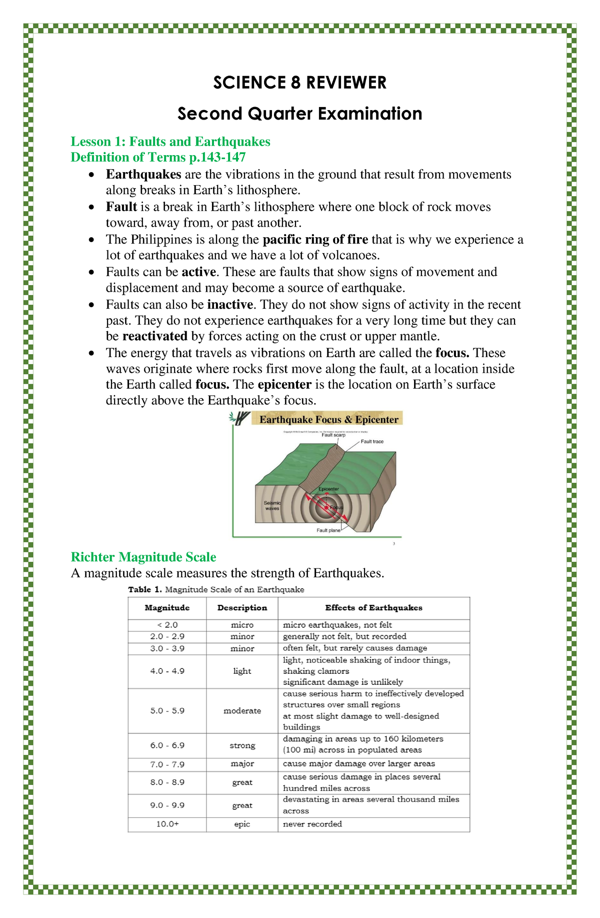 Science 8 Reviewer - SCIENCE 8 REVIEWER Second Quarter Examination ...