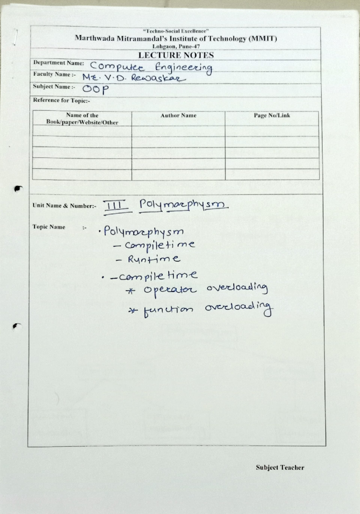 OOP Notes Unit III new - 