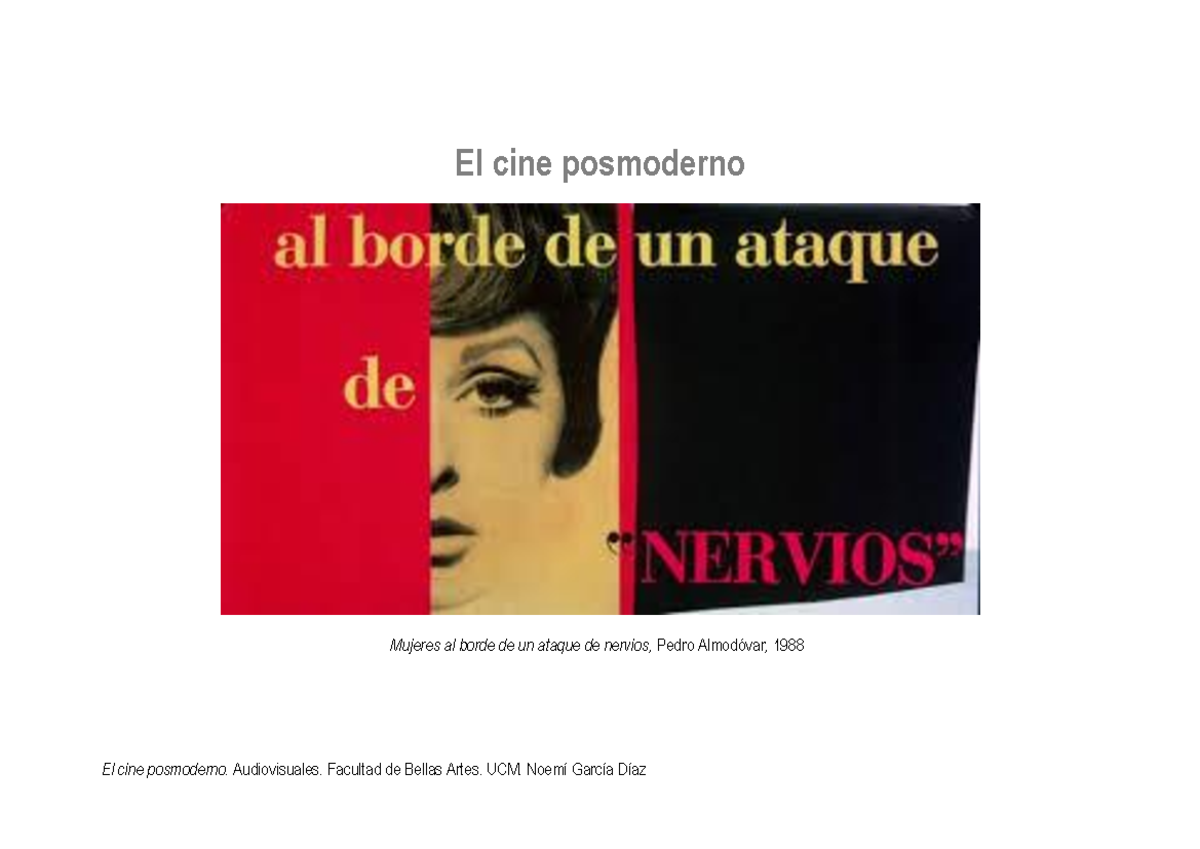 La posmodernidad en el cine - El cine posmoderno. Audiovisuales ...