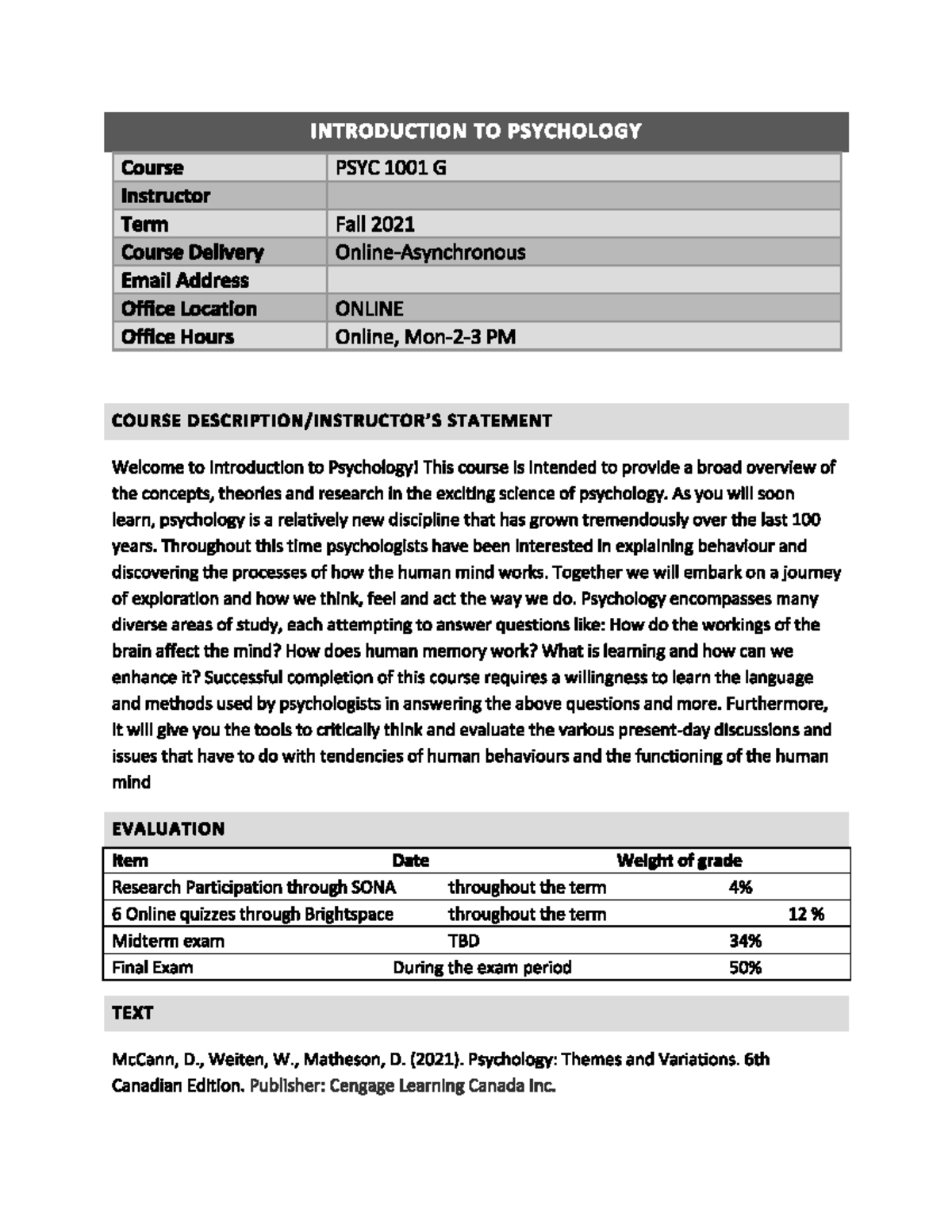 PSYC1001 Introduction Outline - Psyc 1001 - Studocu