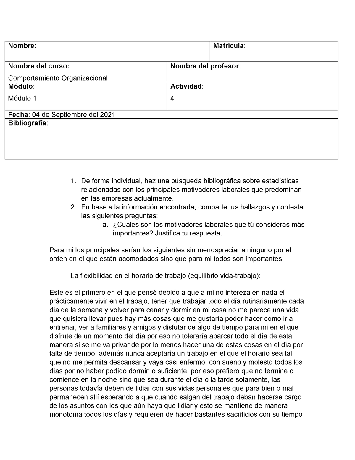 Act 4 (DOX) - Actividad - Nombre: Matrícula: Nombre Del Curso ...