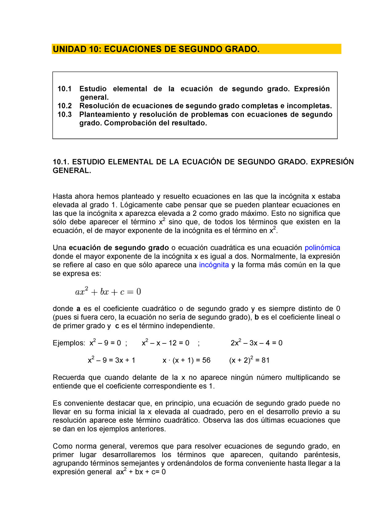 Ecuaciones De Segundo Grado Matematicas I Studocu