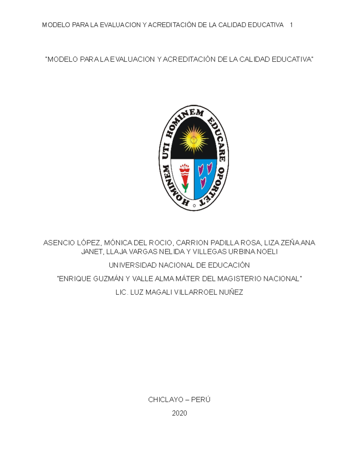 Modelo PARA LA Evaluacion Y Acreditaciòn DE LA Calidad Educativa ...