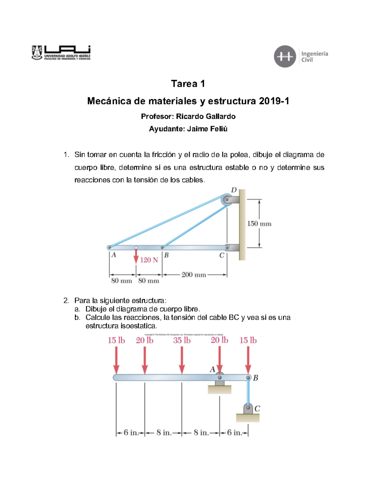 Tarea 1 MME 2019-1 - Tarea 1 Mecánica De Materiales Y Estructura 2019-1 ...